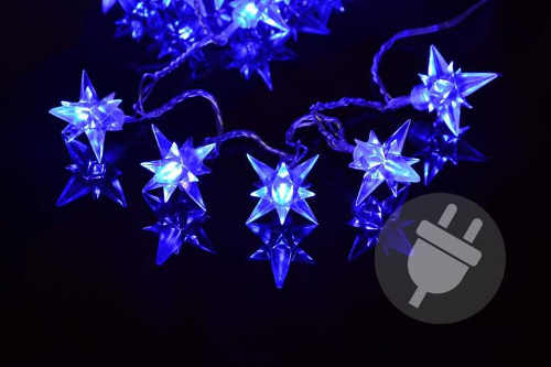 Vánoční LED osvětlení v podobě modrých hvězd