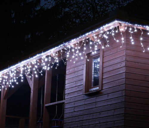 Vánoční řetěz v podobě světelného deště - 10 m, 400 LED, studeně bílý